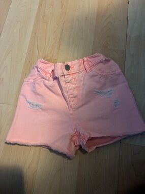 Girls' Pink Distressed Denim Shorts